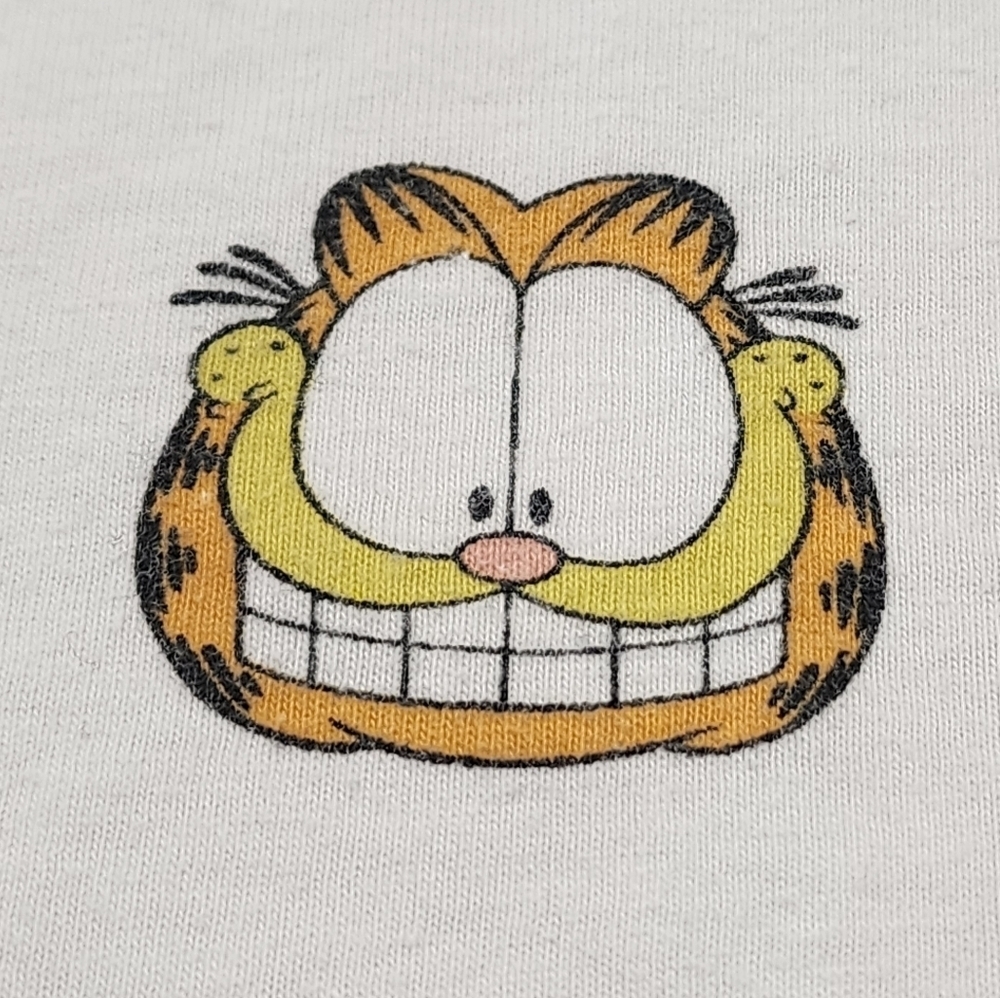 Garfield Men's White T-Shirt with Cartoon Printed Head Graphic Design, sz MD - Picture 4 of 13